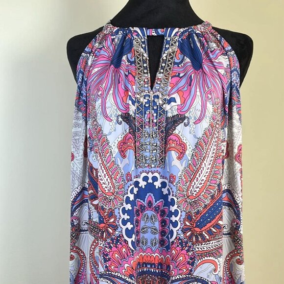 Inc Halter Style 1X Dress Retro Mod GoGo Vibe Wedding Guest Vacation Resort MCM - Picture 1 of 7